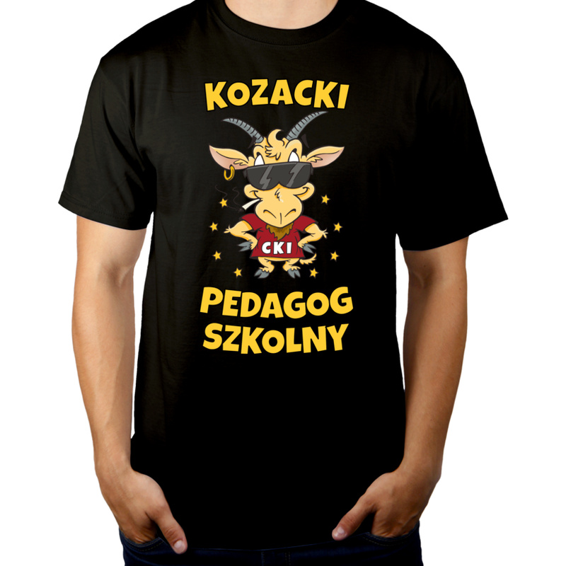 Kozacki Pedagog Szkolny - Męska Koszulka Czarna