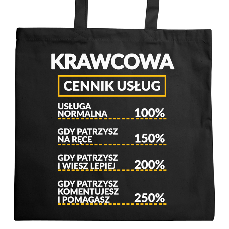 Krawcowa - Cennik Usług - Torba Na Zakupy Czarna