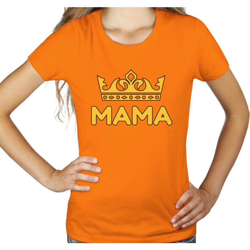 Królowa Mama - Damska Koszulka Pomarańczowa