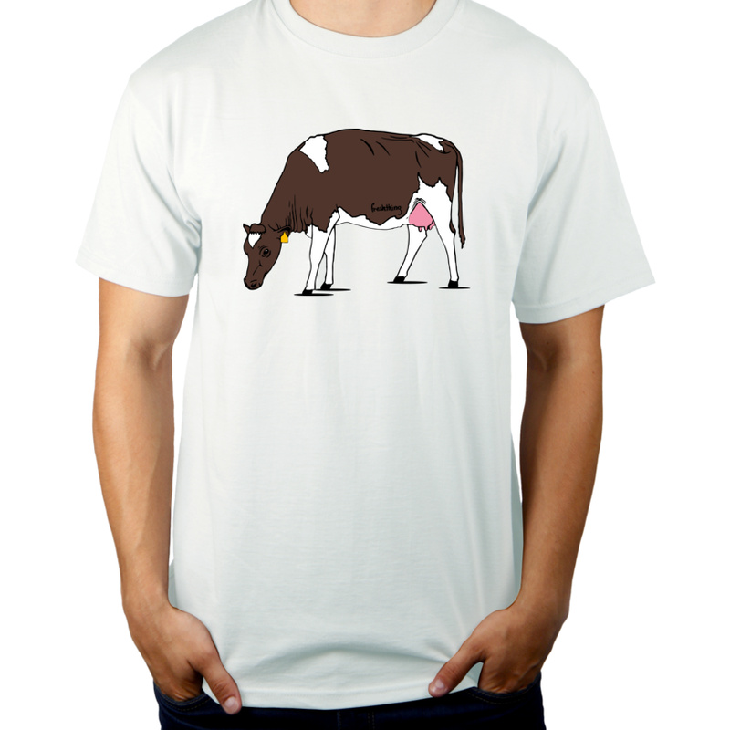 Krowa - Męska Koszulka Biała