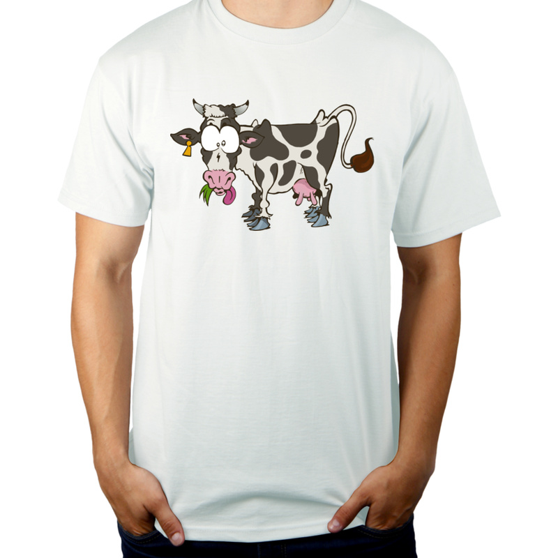Krowa - Męska Koszulka Biała