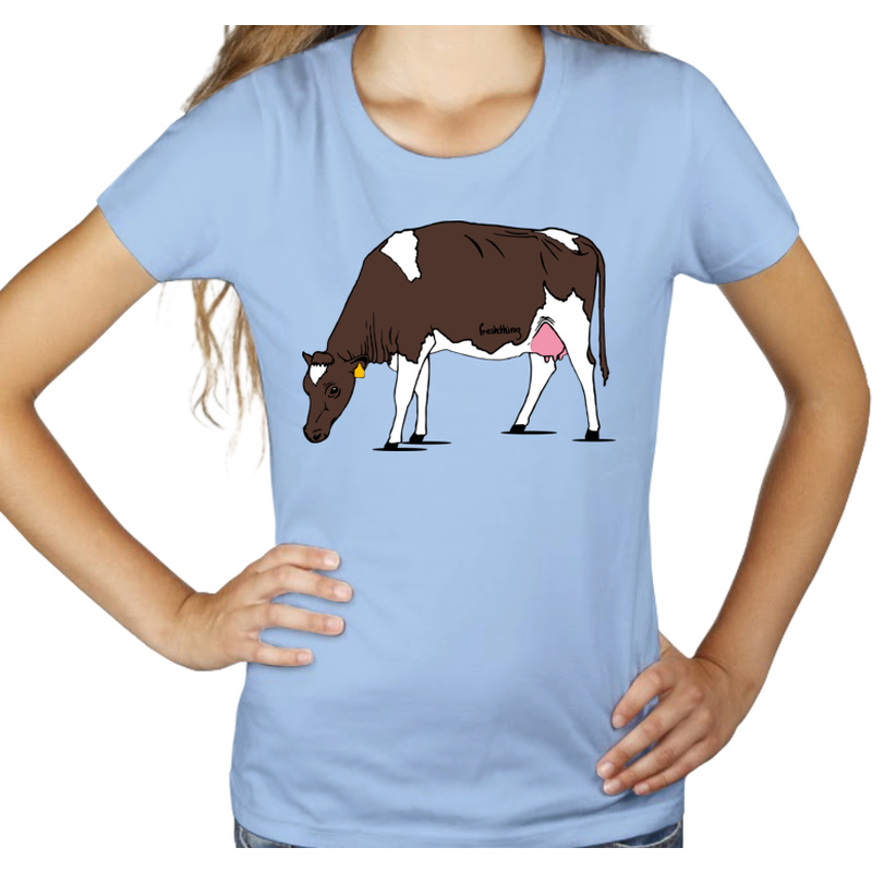 Krowa - Damska Koszulka Błękitna