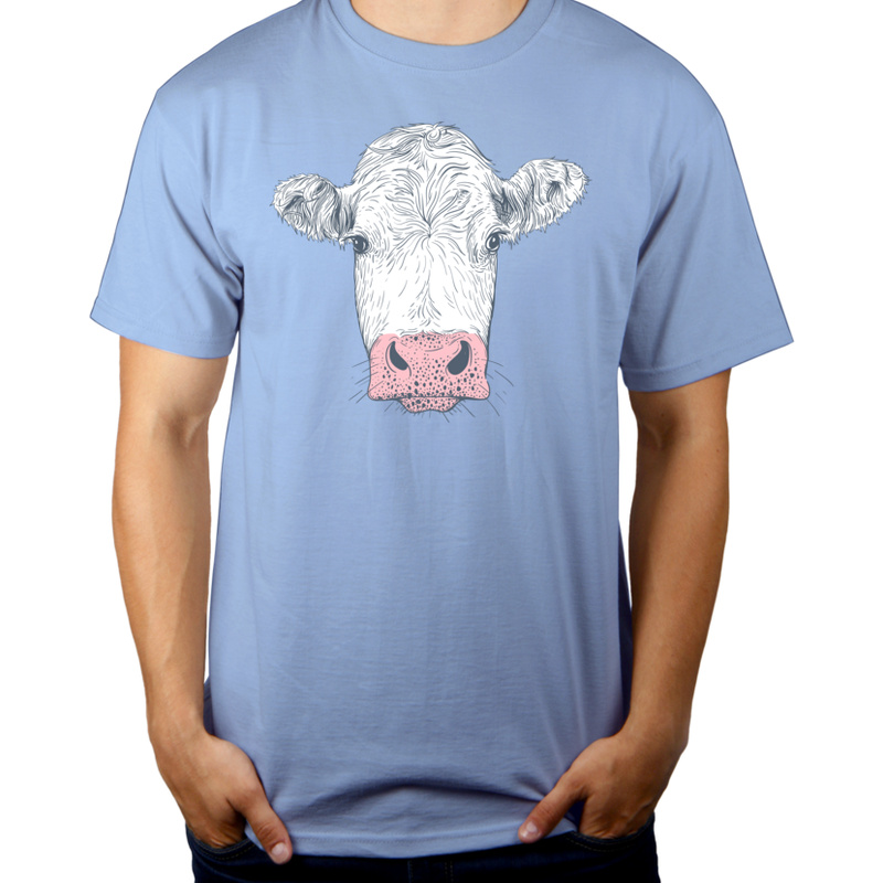 Krowa - Męska Koszulka Błękitna