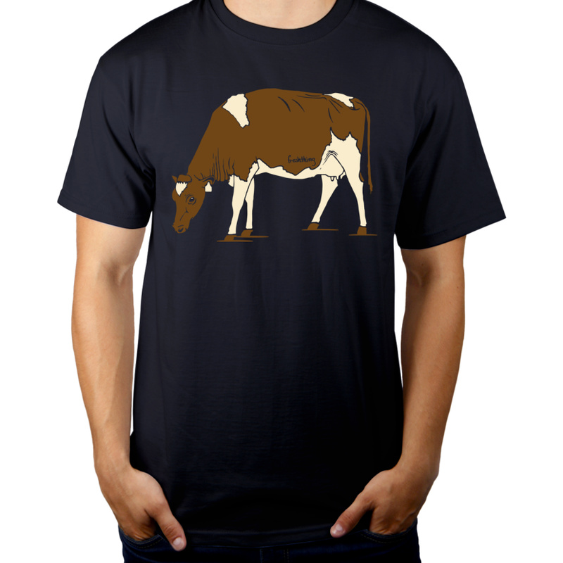 Krowa - Męska Koszulka Ciemnogranatowa