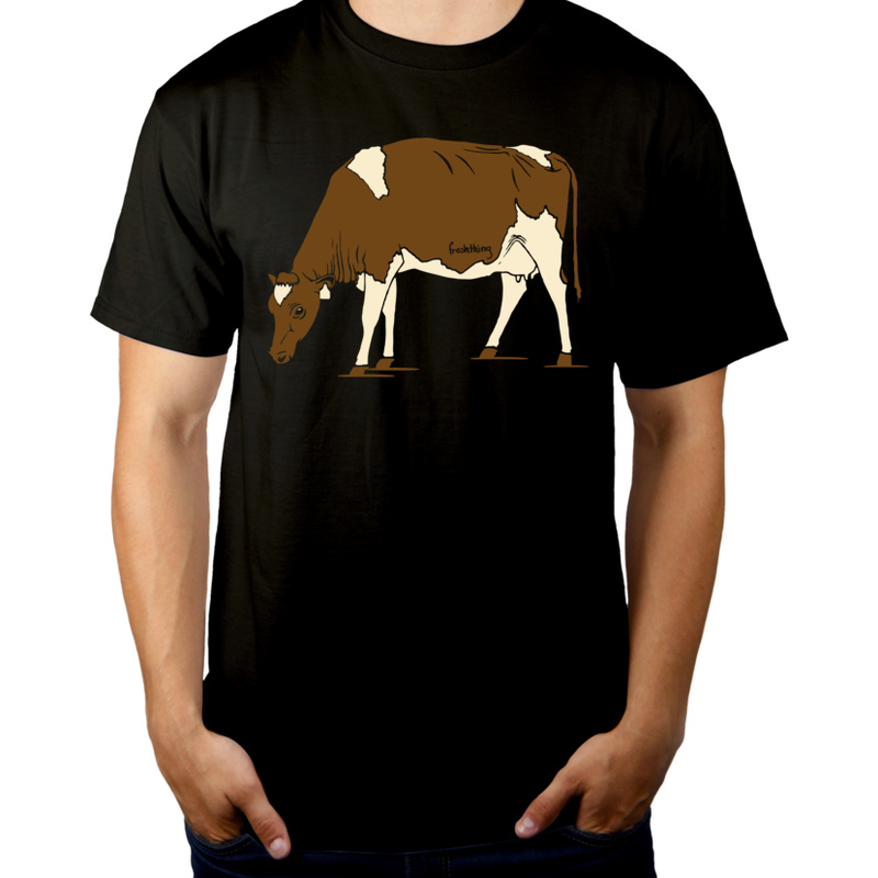 Krowa - Męska Koszulka Czarna