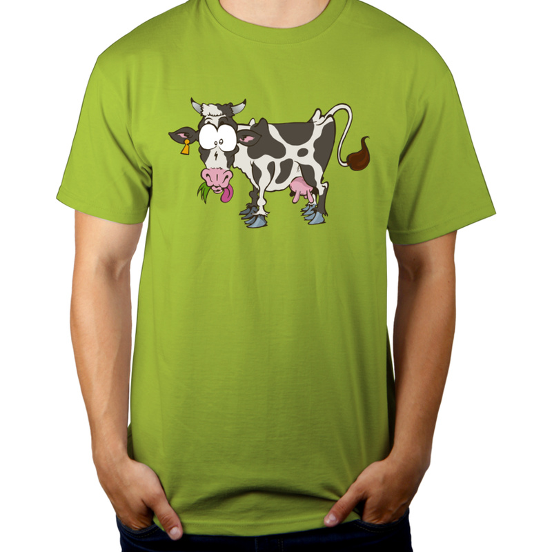 Krowa - Męska Koszulka Jasno Zielona