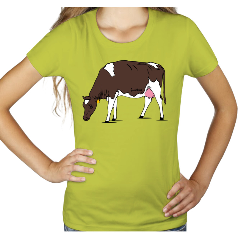 Krowa - Damska Koszulka Jasno Zielona