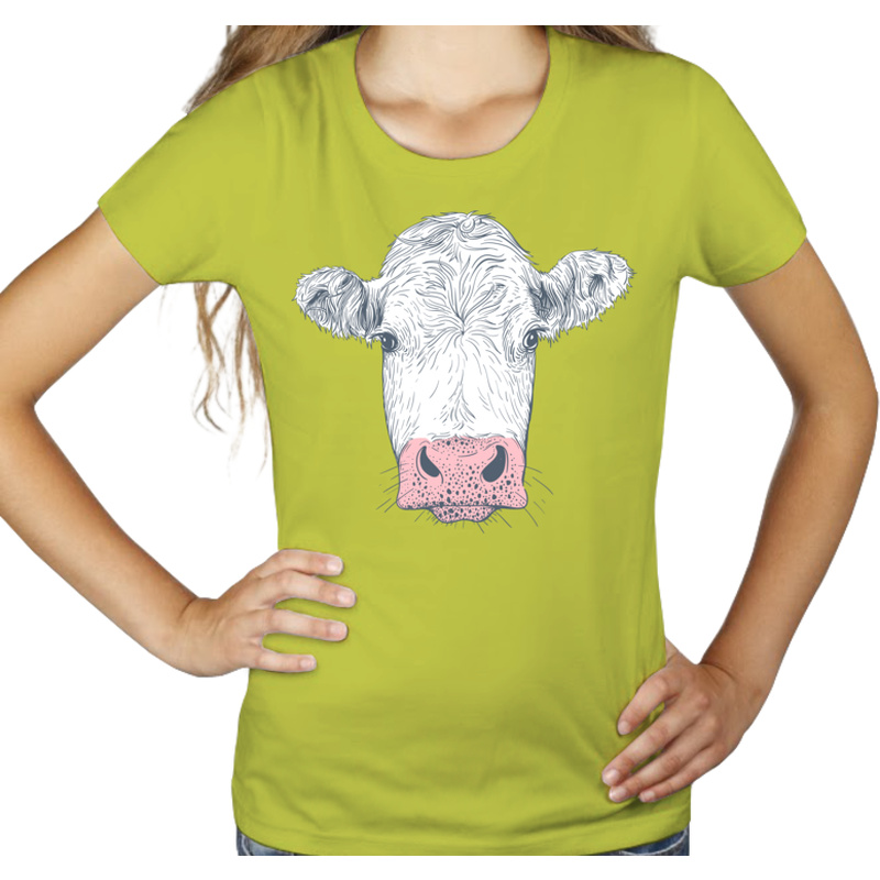 Krowa - Damska Koszulka Jasno Zielona