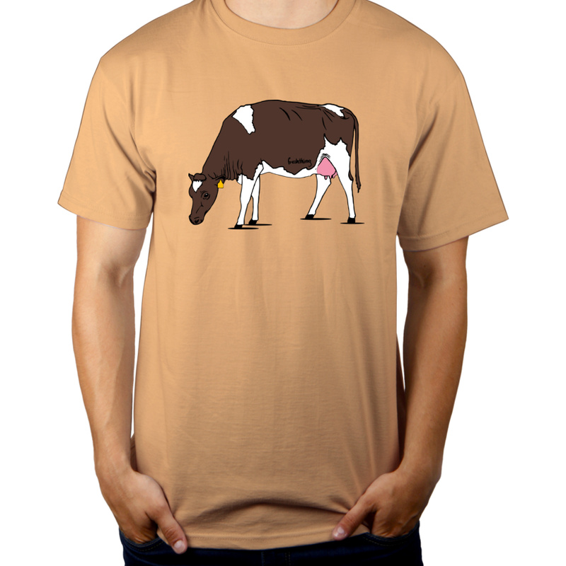 Krowa - Męska Koszulka Piaskowa