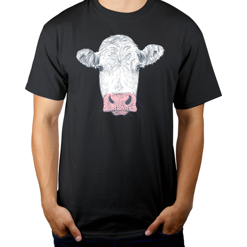 Krowa - Męska Koszulka Szara