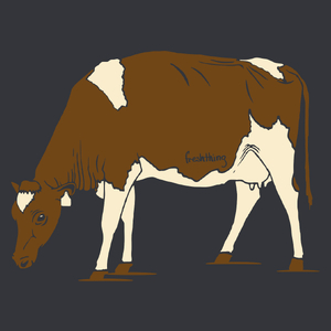 Krowa - Męska Koszulka Szara