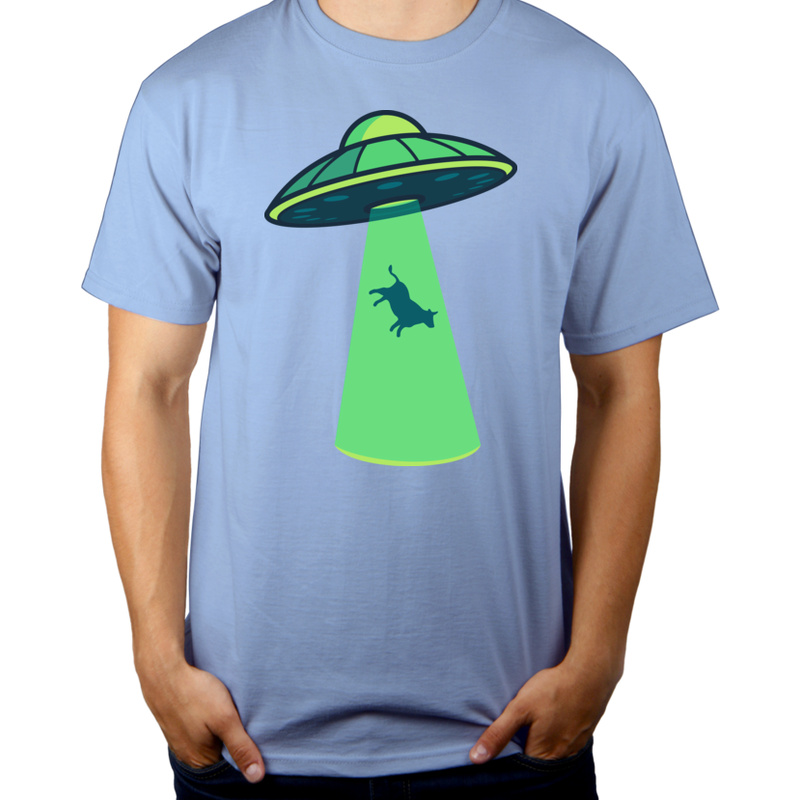 Krowa UFO - Męska Koszulka Błękitna