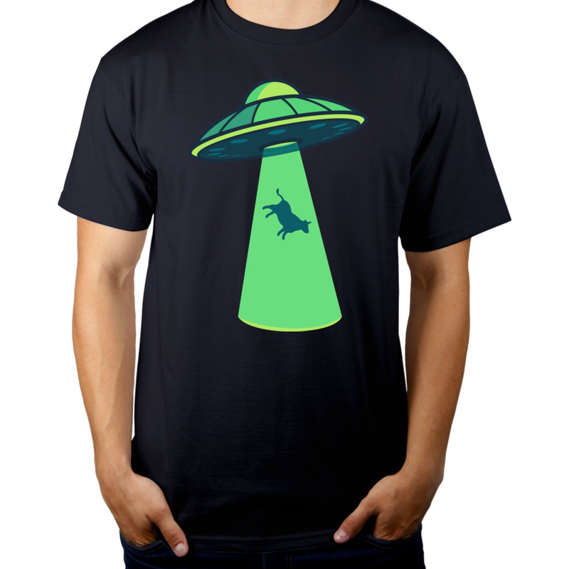 Krowa UFO - Męska Koszulka Ciemnogranatowa