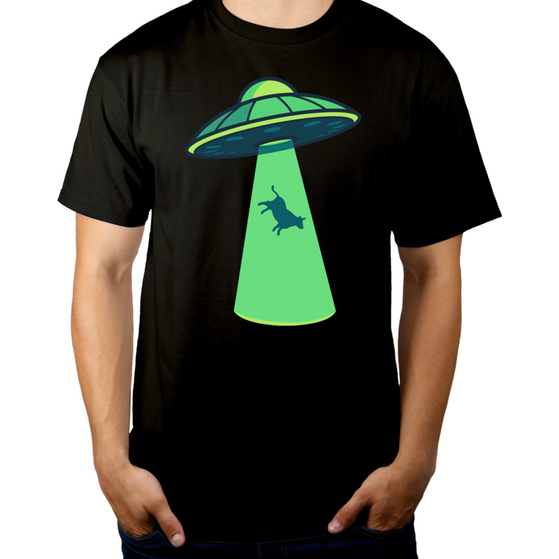 Krowa UFO - Męska Koszulka Czarna