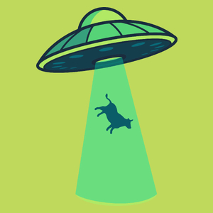 Krowa UFO - Męska Koszulka Jasno Zielona