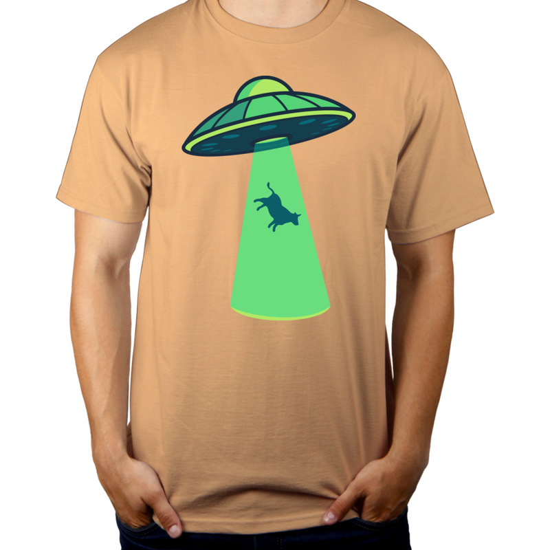 Krowa UFO - Męska Koszulka Piaskowa