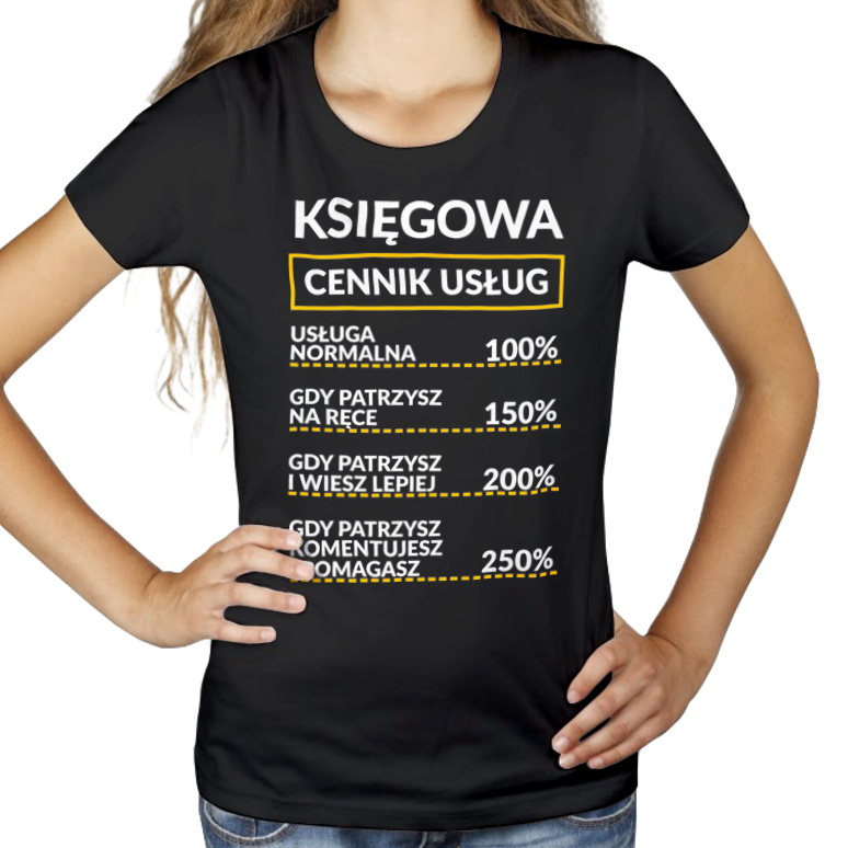 Księgowa - Cennik Usług - Damska Koszulka Czarna