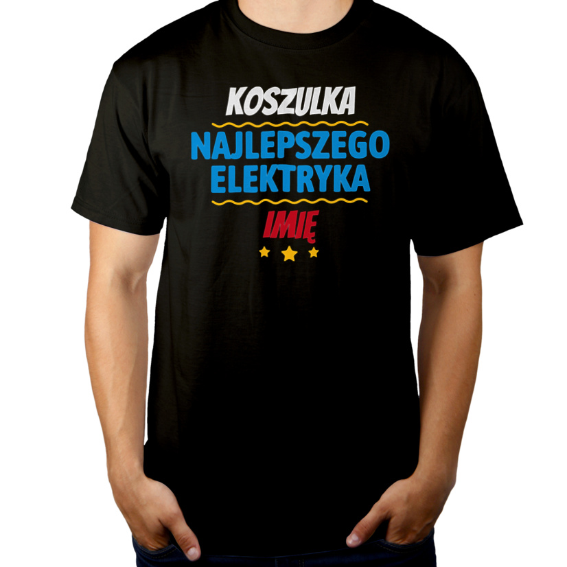 Kubek Najlepszego Elektryka Imię Personalizacja - Męska Koszulka Czarna