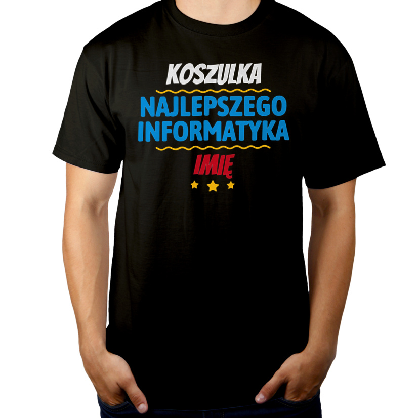 Kubek Najlepszego Informatyka Imię Personalizacja - Męska Koszulka Czarna
