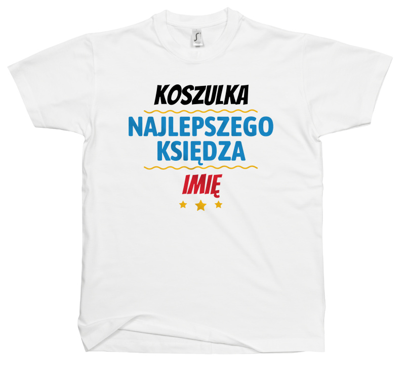 Kubek Najlepszego Księdza Imię Personalizacja - Męska Koszulka Biała