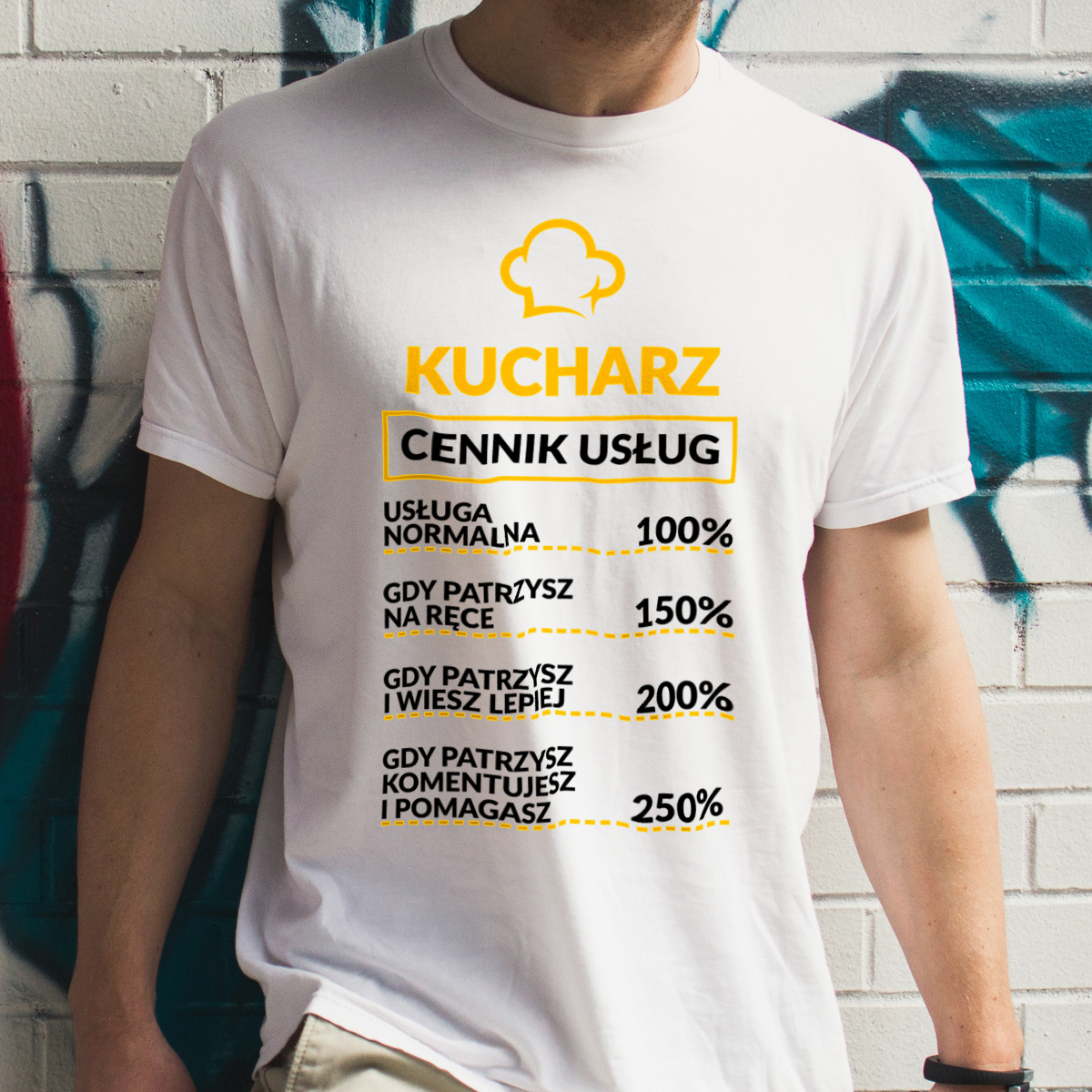 Kucharz - Cennik Usług - Męska Koszulka Biała