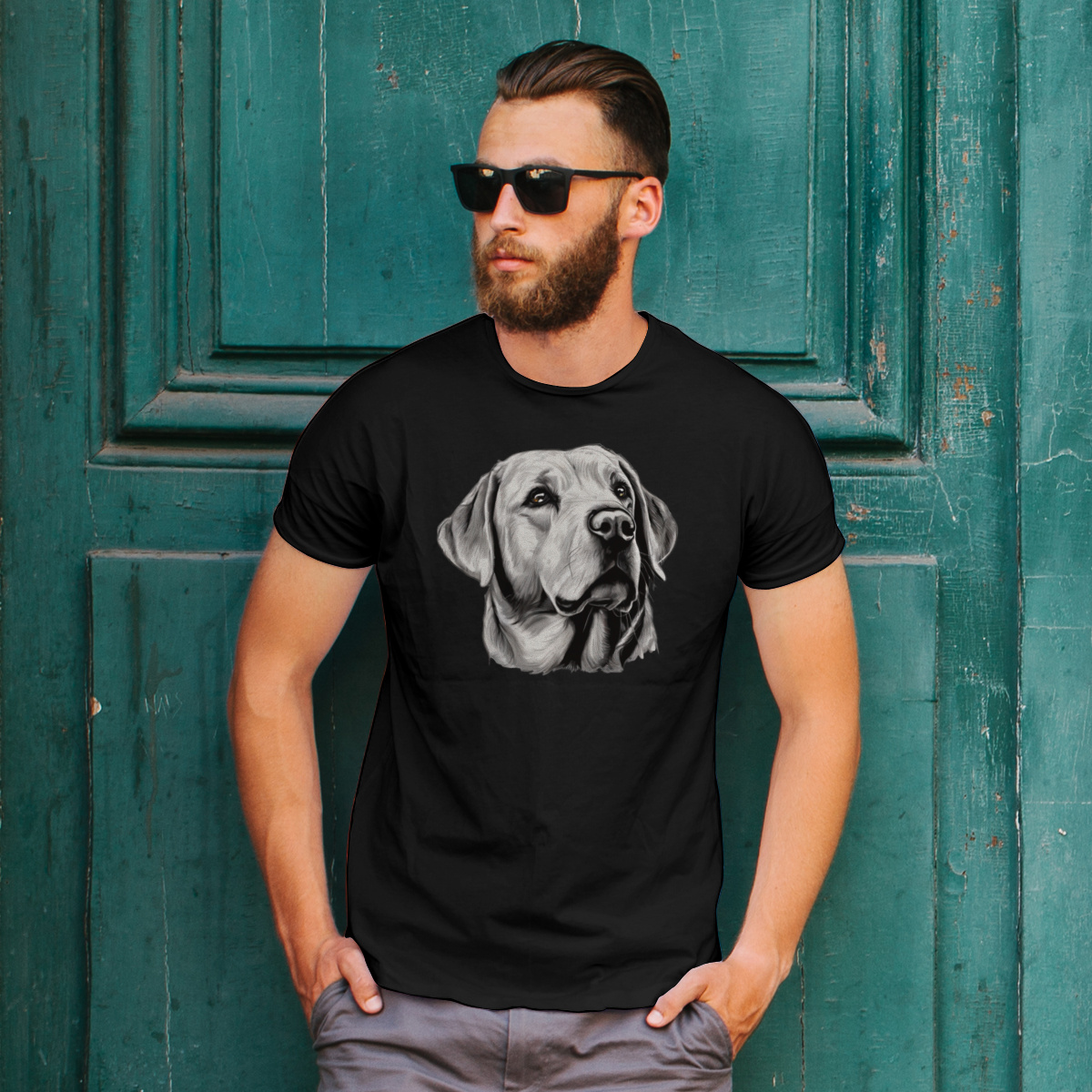Labrador retriever - Męska Koszulka Czarna