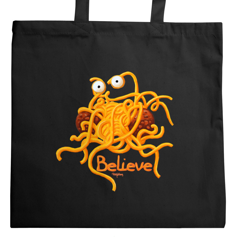 Latający Potwór Spaghetti - Torba Na Zakupy Czarna
