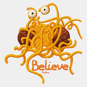 Latający Potwór Spaghetti - Męska Koszulka Biała