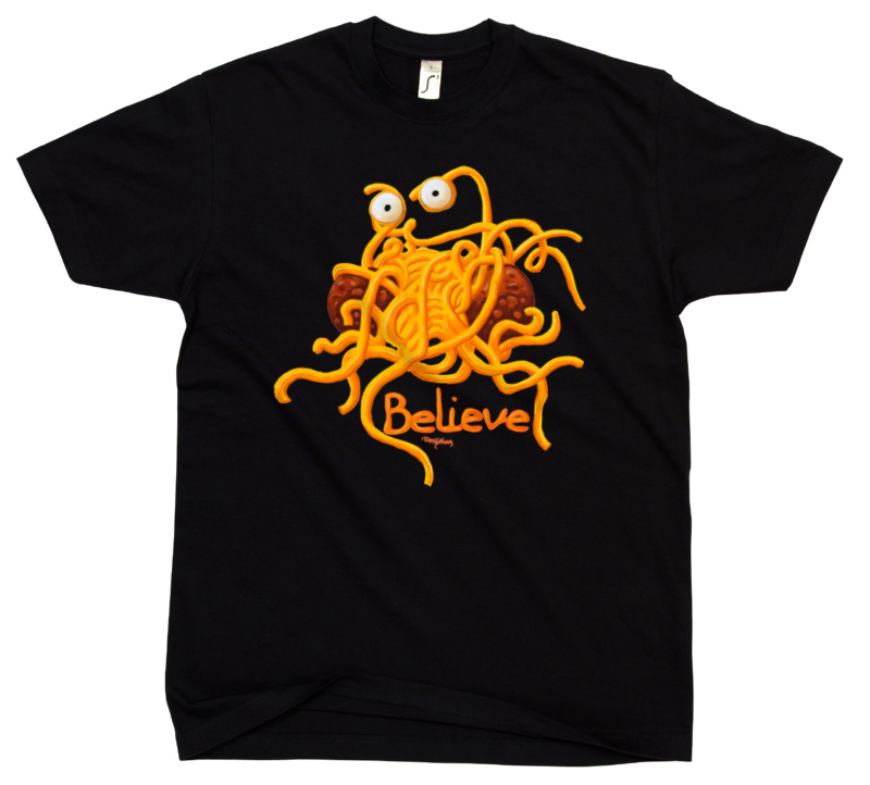 Latający Potwór Spaghetti - Męska Koszulka Czarna