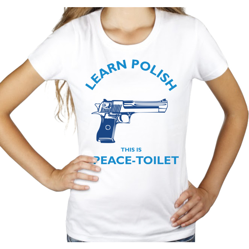 Learn Polish Peace Toilet - Damska Koszulka Biała