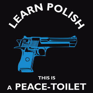 Learn Polish Peace Toilet - Męska Koszulka Czarna