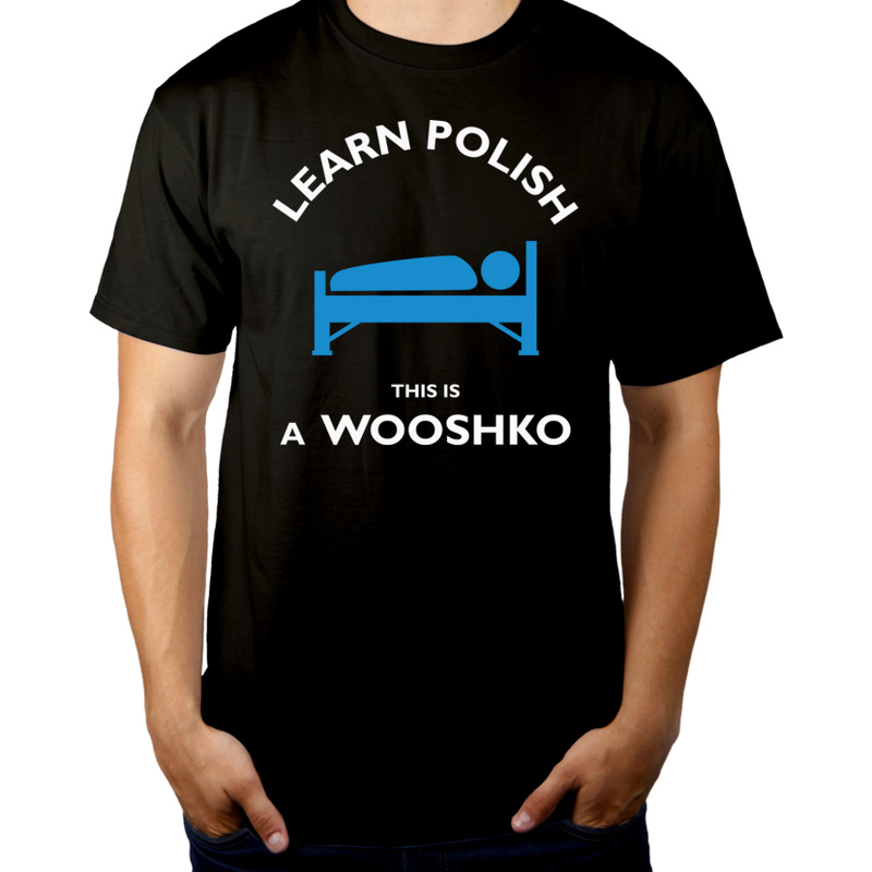 Learn Polish Wooshko - Męska Koszulka Czarna