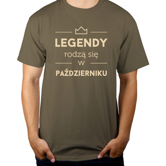 Legendy Rodzą Się w Październiku - Męska Koszulka Khaki