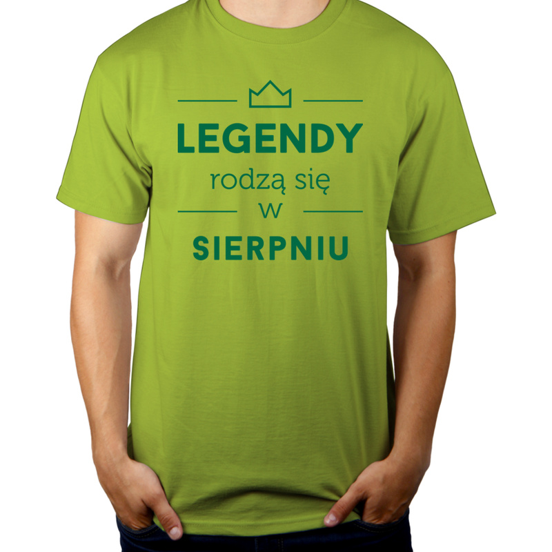 Legendy Rodzą Się w Sierpniu - Męska Koszulka Jasno Zielona