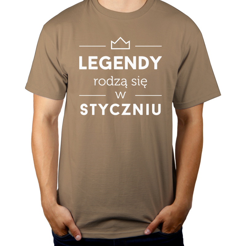 Legendy Rodzą Się w Styczniu - Męska Koszulka Jasno Szara