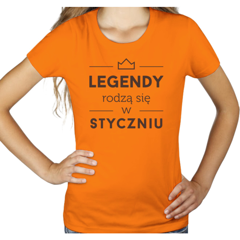 Legendy Rodzą Się w Styczniu - Damska Koszulka Pomarańczowa