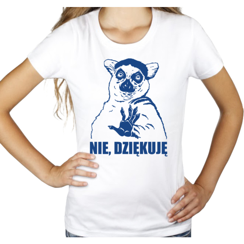 Lemur Nie Dziękuję - Damska Koszulka Biała