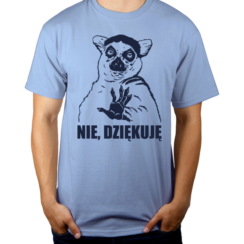 Lemur Nie Dziękuję - Męska Koszulka Błękitna