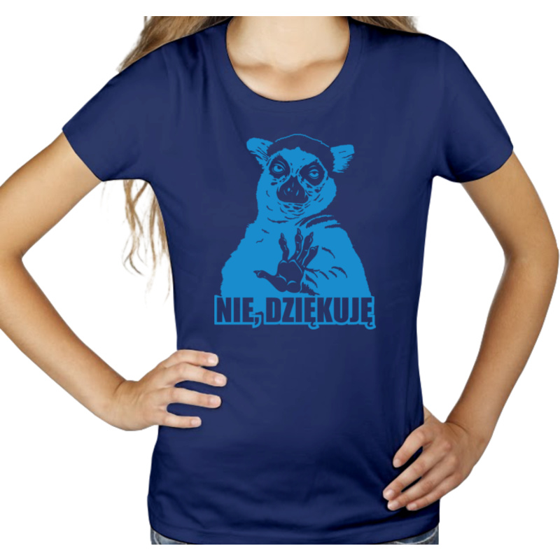Lemur Nie Dziękuję - Damska Koszulka Granatowa