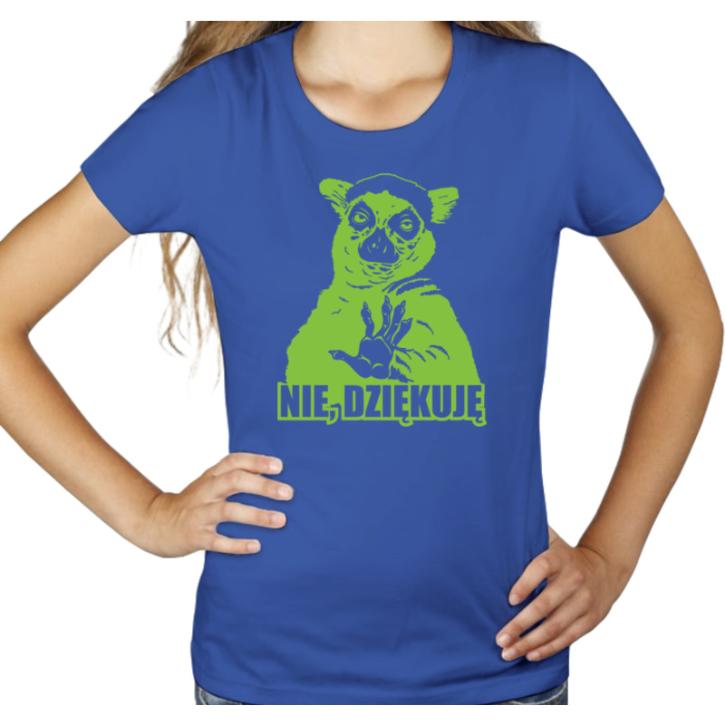 Lemur Nie Dziękuję - Damska Koszulka Niebieska