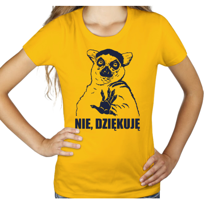 Lemur Nie Dziękuję - Damska Koszulka Żółta