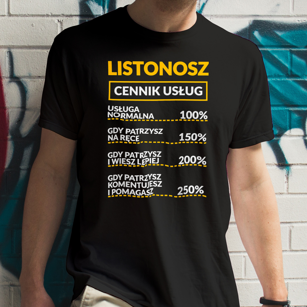 Listonosz - Cennik Usług - Męska Koszulka Czarna