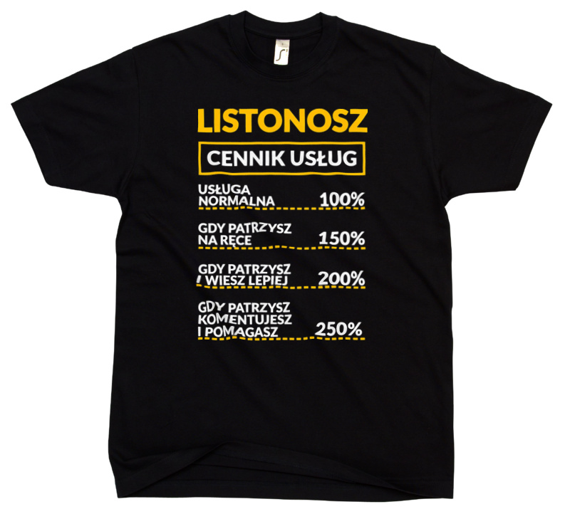 Listonosz - Cennik Usług - Męska Koszulka Czarna