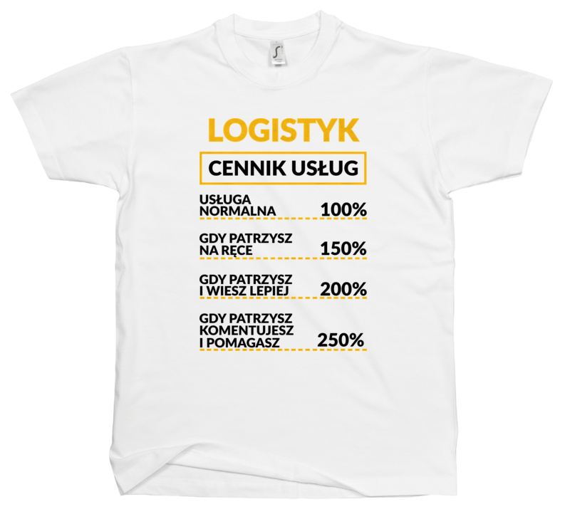 Logistyk - Cennik Usług - Męska Koszulka Biała