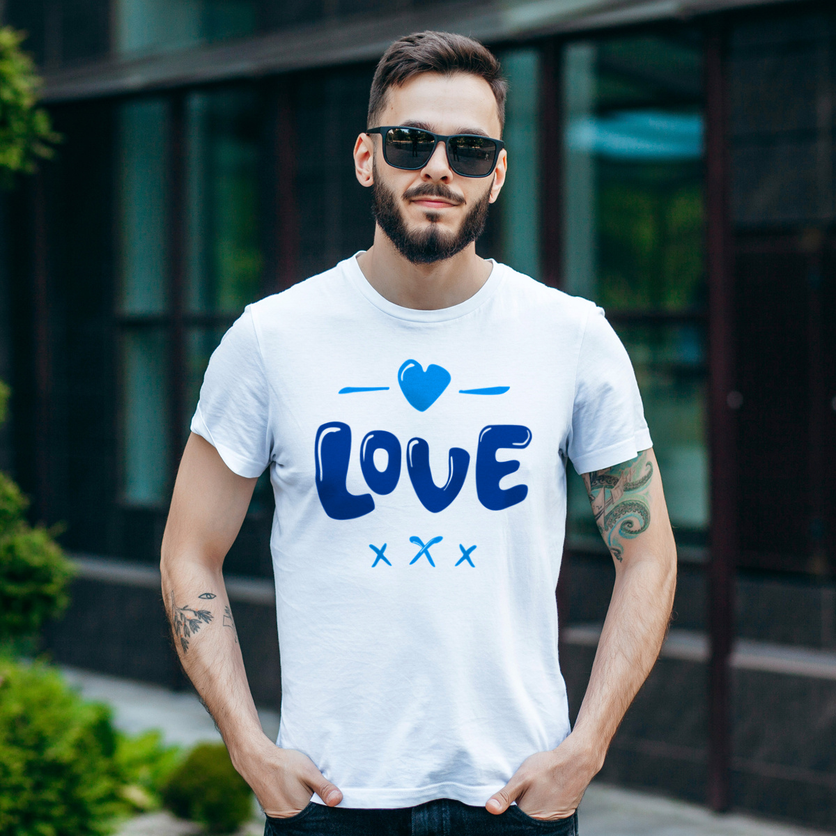Love - Męska Koszulka Biała