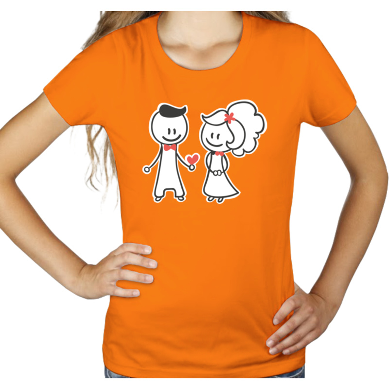 Love miłość - Damska Koszulka Pomarańczowa