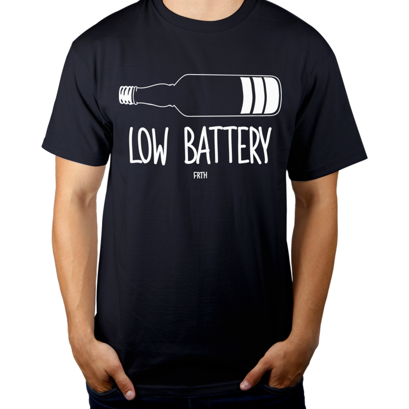 Low Battery Wódka - Męska Koszulka Ciemnogranatowa