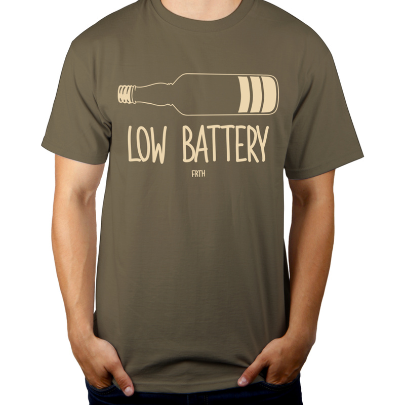 Low Battery Wódka - Męska Koszulka Khaki