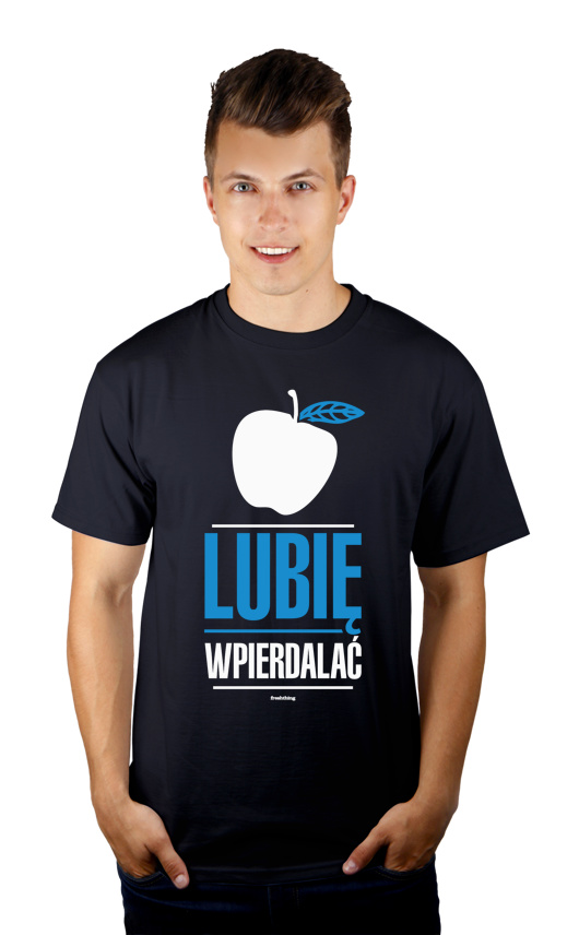 Lubię Wpierdalać Jabłka - Męska Koszulka Ciemnogranatowa