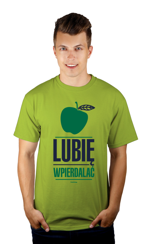 Lubię Wpierdalać Jabłka - Męska Koszulka Jasno Zielona